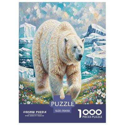 Eisbär Puzzle 1000-teilige Schwer Puzzle Spielzeug Pädagogisches Spiel Impossible Herausforderung Spielzeug Für Erwachsene Und Kinder Ab 14 Jahren 70x50cm/1000pcs von ChengzeTCo